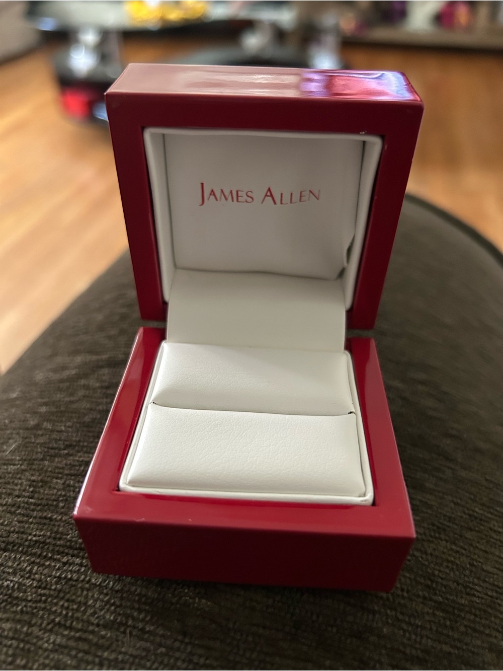 James Allen Red Jewelry Box with White Interior